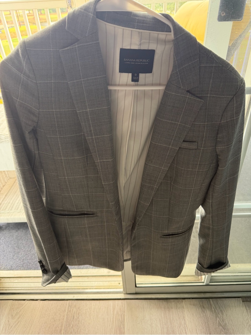 Banana Republic Gray Windowpane Plaid Blazer